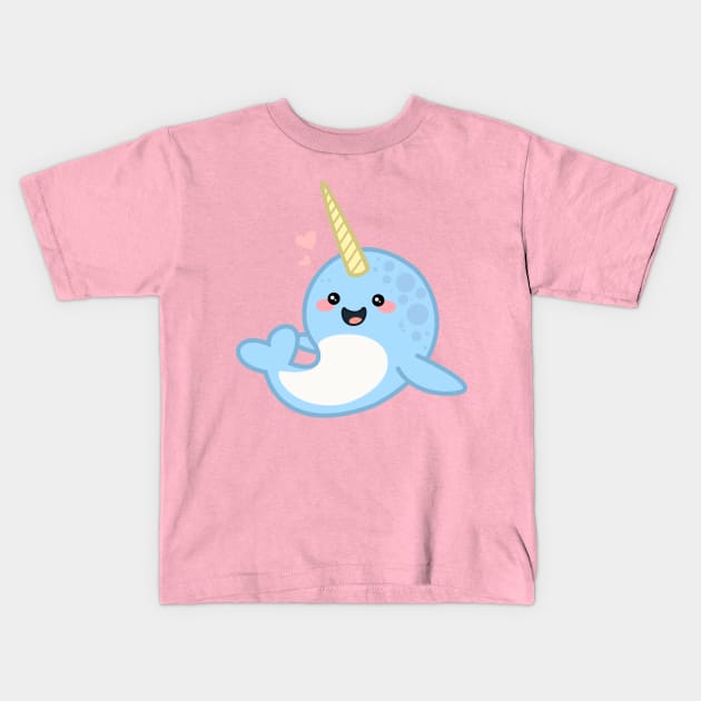 Kawaii Narwhal Kids T-Shirt by Megan Noble